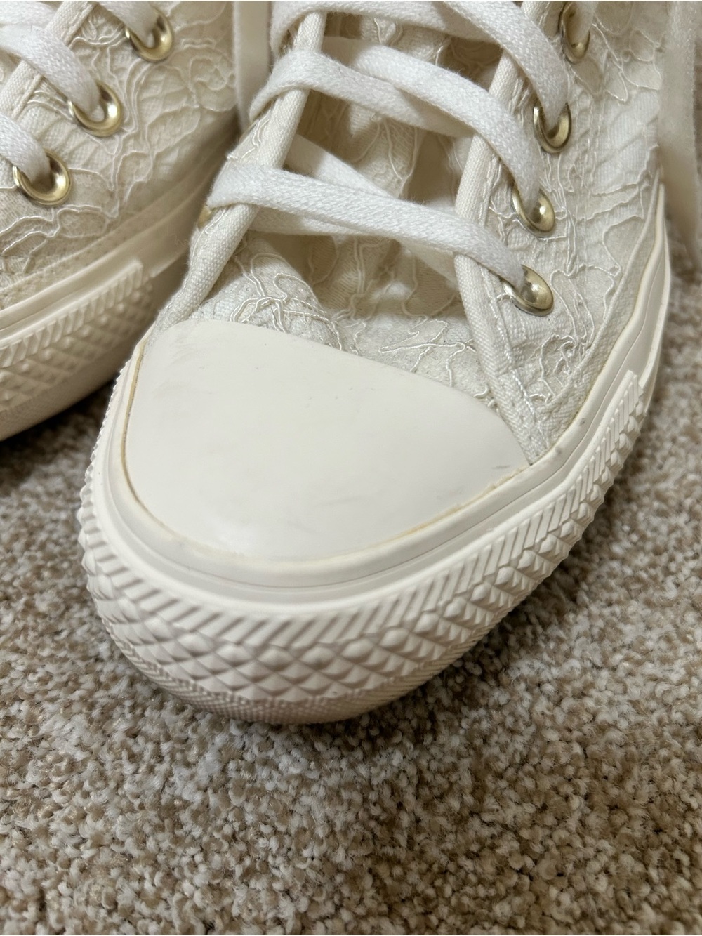 Converse chuck taylor all star lace in cream/egret gold bridal like new - Picture 5 of 14